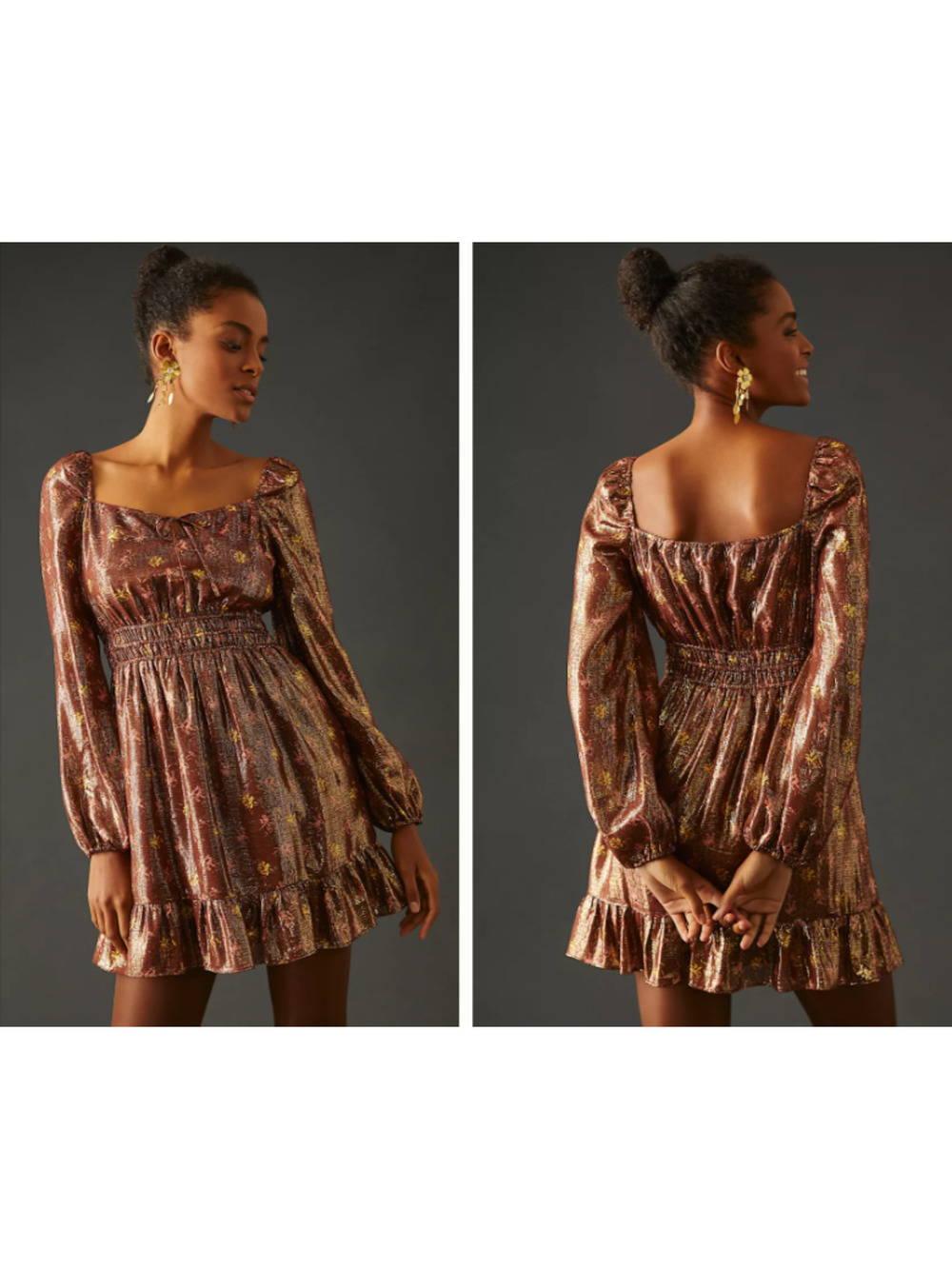 Paige Noah Floral Metallic Mini Dress Anthropologie M 4-8 NWT MSRP $349